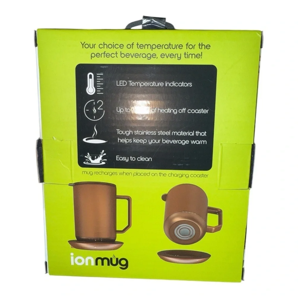 Ionmug Bronze 12 Oz Self Heating Smart Mug Charging Coaster Giftable